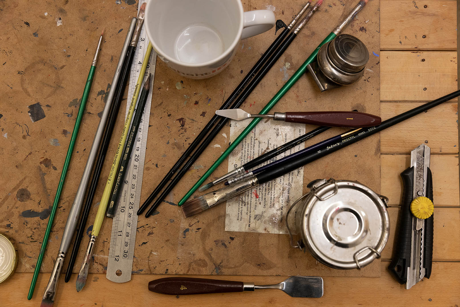 Table of painting tools from above