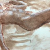 Life drawing in chalk, ink and conte