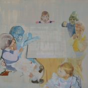 Oil painting of children's birthday party